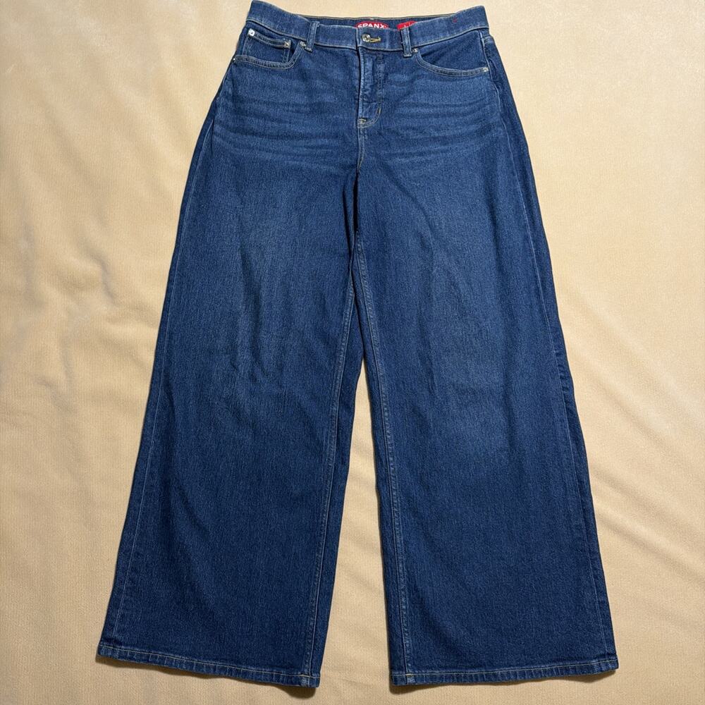 Spanx Shape Authentic Wide Leg Jeans Women Medium Blue Denim High Rise 31x29.5